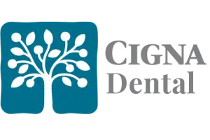 Cigna Dental logo with a white tree in a turquoise square