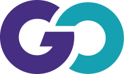 Goff Orthodontics logo: a purple "G" intersecting a turquoise "O" against a white background