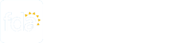 Florida Dental Association logo in white, gray, and orange